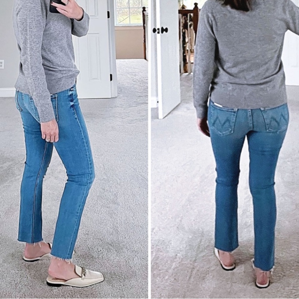 NWT MOTHER The Mid Rise Dazzler Ankle Fray Jeans Size 26 - Picture 3 of 12